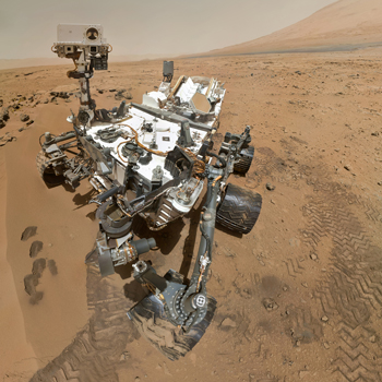 The Curiosity Rover on Mars. IBEW members worked on the electronics. Photo: NASA public domain, featured on Wikimedia Commons