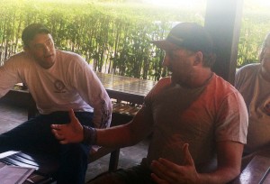James Scott (right) chats with SABI founder Brady Hansen
