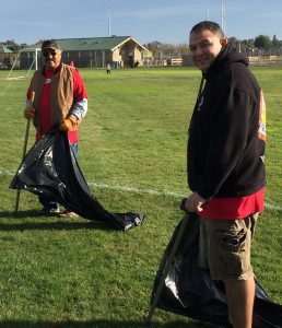 Picking up trash at a park in Ceres