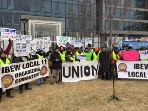 IBEW organizers showed their support for a union at BGE