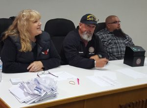 (from left) Shop Steward Angela Wynne and tellers John Daniel and Gustavo Lopes tally votes.