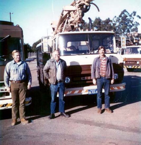 Bill Thomason, cable splicer; Dave Hughey, Sub Foreman, Denny Glaum, T& D Driver.