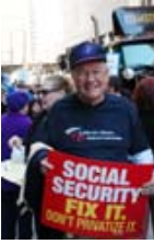 Jack Hill at rally in  defense of Social  Security in 2005.
