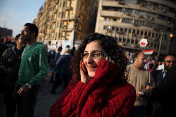 Mona Seif in Tahrir Square on Feb. 12. 