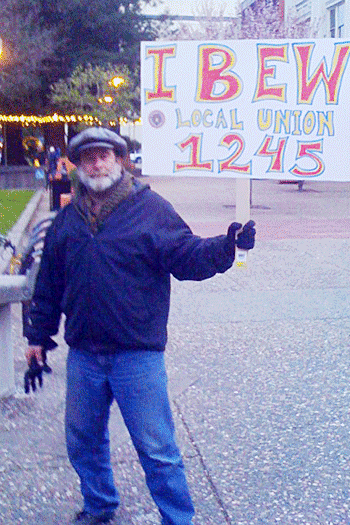 John Kent shows his support for the public workers battling for their rights in Wisconsin.