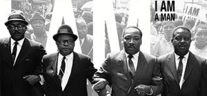 Rev. Martin Luther King Jr., second from right, was assassinated in Memphis, Tenn., where he had come to support striking sanitation workers.