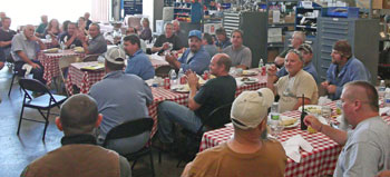 Our members celebrating 600K hours with no lost time injuries with a steak luncheon. 