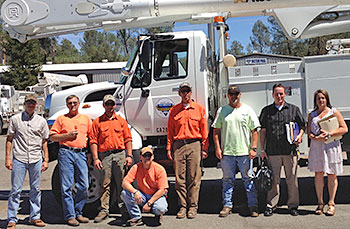 Local 1245 members at City of Shasta Lake, from left: Adam Osborn, Dennis Larsen, Ben Fisher, Cory Harper, Dave Vandermeer, and Will Gratteau, along with Assistant Business Manager Ray Thomas and Business Rep. Sheila Lawton.