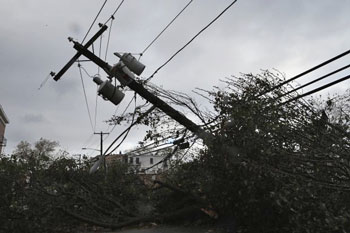 Damaged poles in the wake of Hurricane Sandy.
