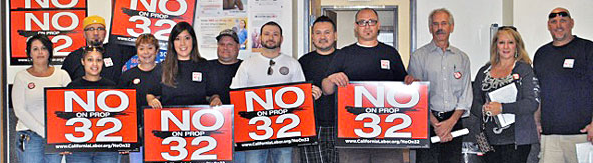 “No on 32” campaigners in Sacramento.