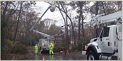NV Energy crew at work restoring power in New York in the wake of Hurricane Sandy.