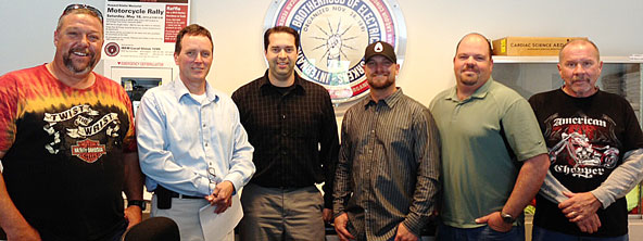 Craig Tatum, Assistant Business Manager Ray Thomas, Business Representative Charley Souders, Shane Peck, Jerrid Fletcher, Pete Stone, and John Ellet (not pictured)