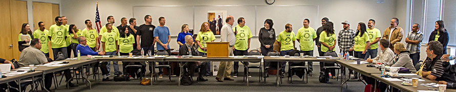 Business Manager introduces the first class of organizing stewards to the Advisory Council on Feb. 1. Photo: John Storey