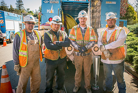 The crew, from left: Foreman Bobby Ming, Foreman Mark Magaíƒ±a, Apprentice Fitter Josh Wisdom, and Equipment Operator Jack Jones.