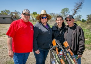 Left to right; Mike Criss, LaDonna Criss, Ray Dianos, and John Dianos at the IBEW 1245 Clay Shoot in Hilmar, Calif., on Saturday, April 5th, 2014.