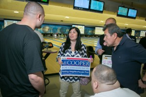 IBEW 1245 Organizer Jammi Juarez (center) encourages members to volunteer for ALi Cooper's CIty Council campaign.