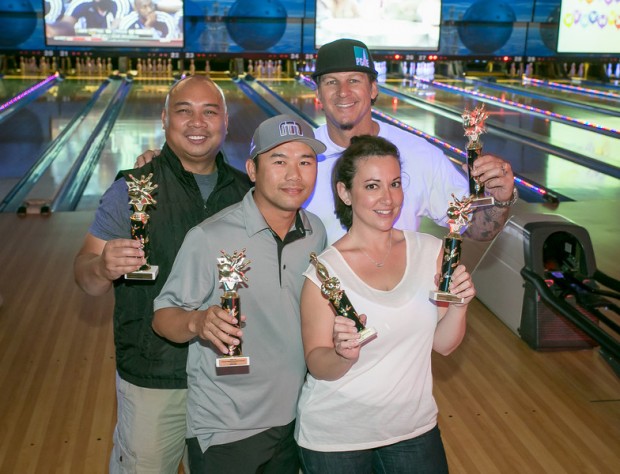 The Charity Bowl winners: Tom Embry, Rupert Espinosa, Sabrina Woodford and Rick Nguyen 