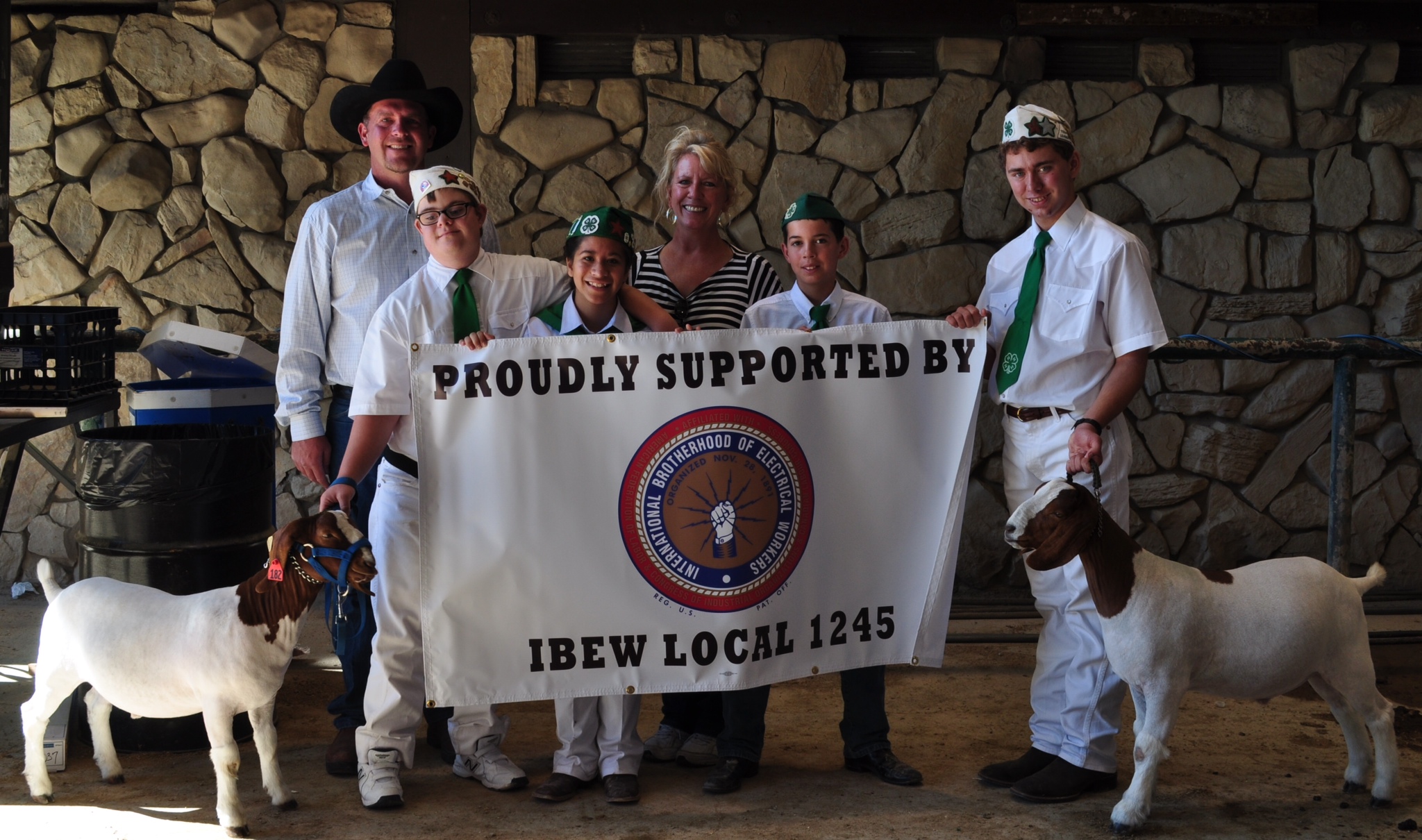 Picture from left to right: Bryan Anderson, Ty Fansler, Marhya Rivera-Orosko, Rene Tierney, Jonathon Nunez, Matthew Tierney. The goats are named Bryan and Lucky.