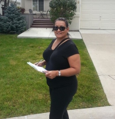 Lupe Flores canvassing in Littleton, CO.