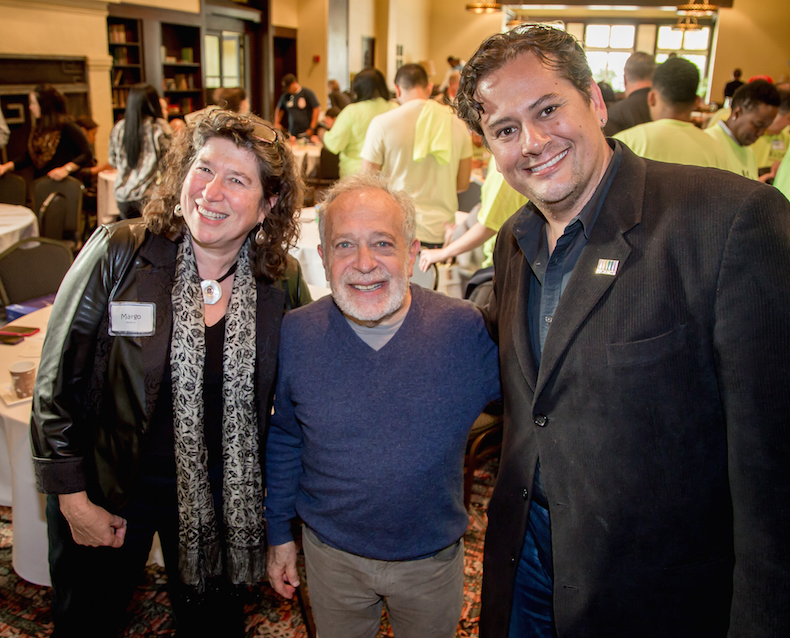 Left to right; Margo Feinberg, Robert Reich and Rigo Valdez at the IBEW 1245 Annual Robert Reich Seminar at the Bancroft Hotel in Berkeley, Calif., on May 20th, 2015.