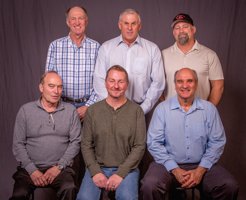 30 year members. Back row from left:   Michael Jackson, Roger Kelling, Todd Osborne. Front row from left; Daniel Grogg, Jeff Conner, and Bernard Buzzelli at the San Luis Obispo Pin Dinner in San Luis Obispo , Calif. on February 13th, 2015.
