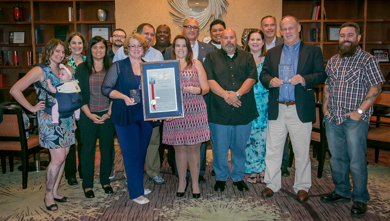 IBEW 1245 staff and leaders joined the Organizing Stewards and their family members to celebrate their award