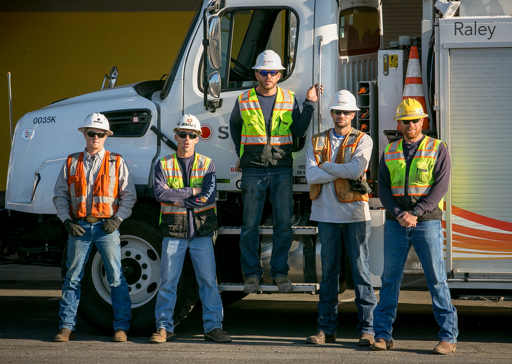 SMUD maintenance crew, Left to Right: Perry Malia, Justin Bates, Leif Boyd, Paul Duncan, and Lucas Raley.