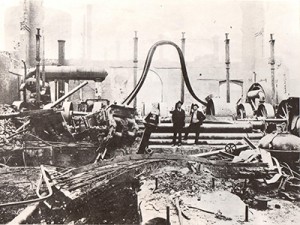 The ruins of PG&E’s Station B, on Townsend Street north of Third Street, after the earthquake and fire. Pacific Gas & Electric