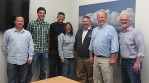 From left, DCPP Elec Tech Willy Garris,  DCPP Nuclear Operator Kevin Garduno, DCPP Work Control Lead Jeremy Winn, CA State Controller Betty Yee, Local 639 Business Manager Mark Simonin, Local 1245 Business Manager Tom Dalzell and Local 1245 Business Rep Pat Duffy 