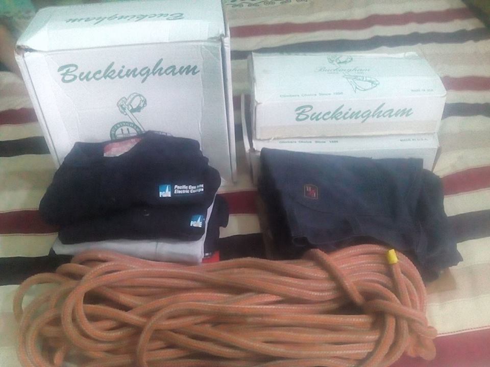 Tools were donated by Buckingham Corp, FR clothes were donated by Placerville apprentice Matt Ramey, and rope was donated by Davey Tree (procured by Business Rep Abel Sanchez).