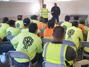 KTC committee members Rosario Garcia (left) and Carlos Rodriguez led the peer safety presentation for Trees Inc members in Stockton