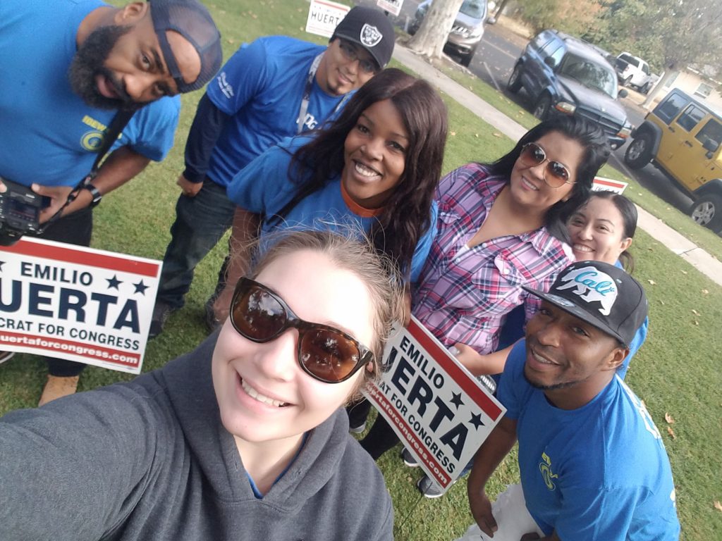 A quick group selfie while getting out the vote in Fowler
