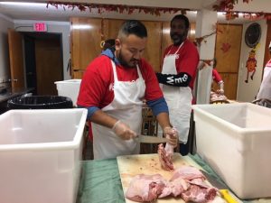 In Sacramento, preparing turkeys at Loaves and Fishes