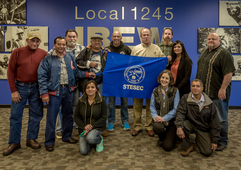 The STESEC delegation and Local 1245 staffers with Business Manager Tom Dalzell