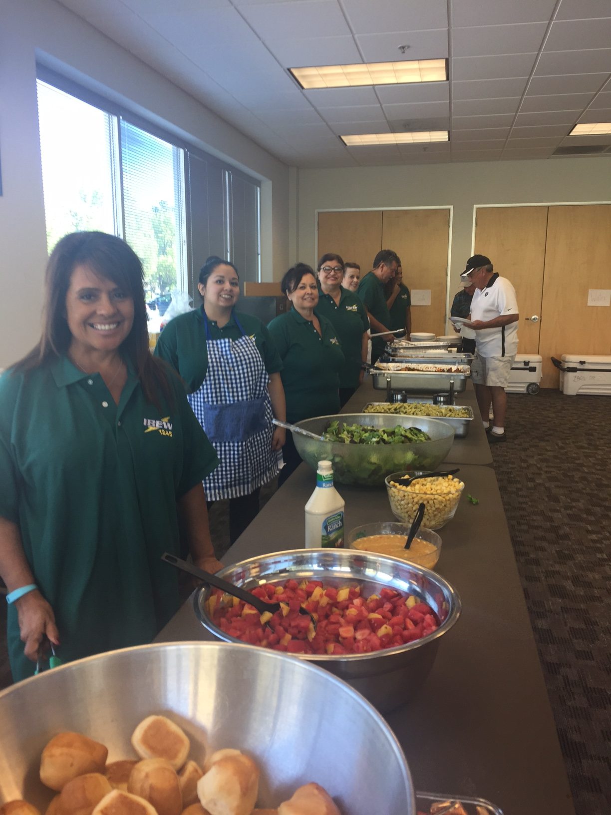 Volunteers helped to prepare and serve the food