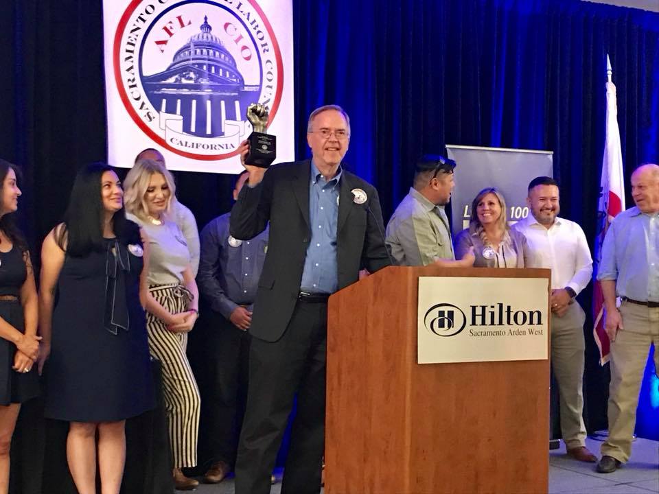 IBEW 1245's Fred Ross Jr. receives Organizing Award from Sacramento Central Labor Council.