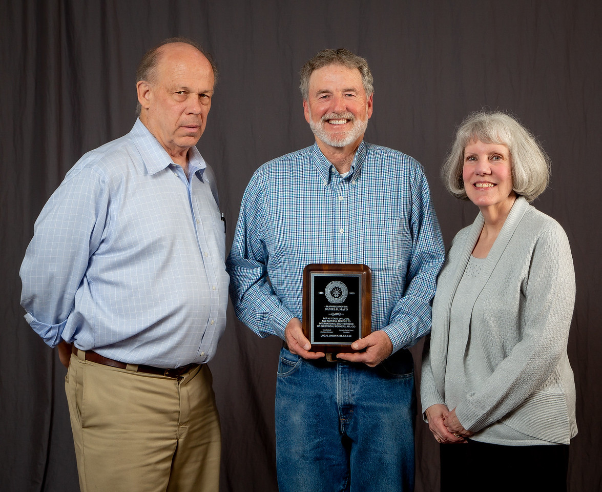 45 year member Daniel Mayo (center) and his wife Jackie (right) and Tom Dalzell (left)