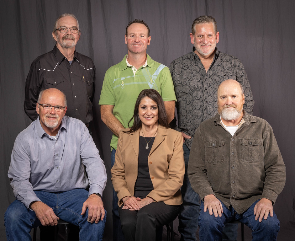 25 year members-Front row, left to right; Steve Towle, President Cecelia De La Torre, and Steve Speak. Back row;  Nick Rodabaugh, Jacob Kincade, and Scott Hudelson. 