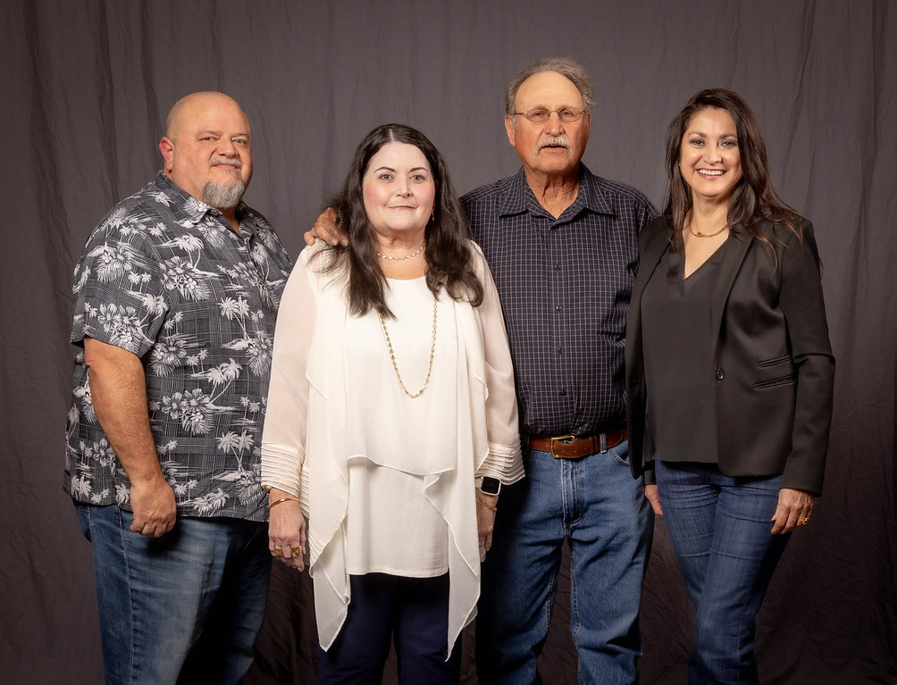 50 year members, from left: Business Manager Bob Dean, Glennda McCloskey, Larry Barone and President Cecelia de La Torre. 