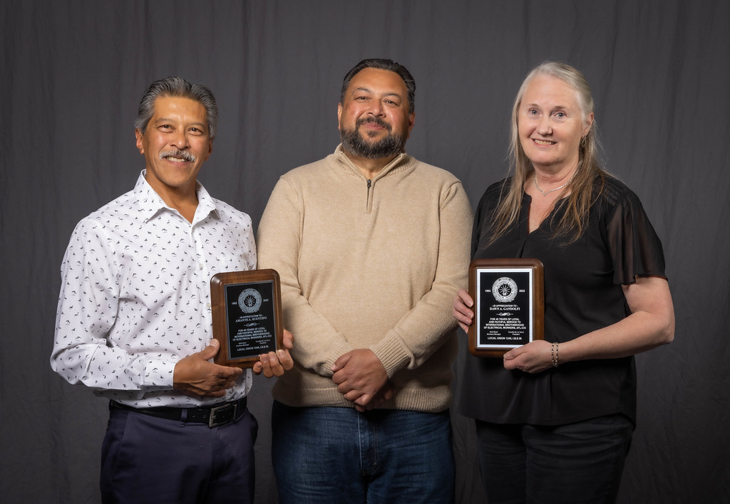 40 year members Amante Buentipo (left) and Dawn Gandolfi (right) with Assistant Business Manager Mike Adayan