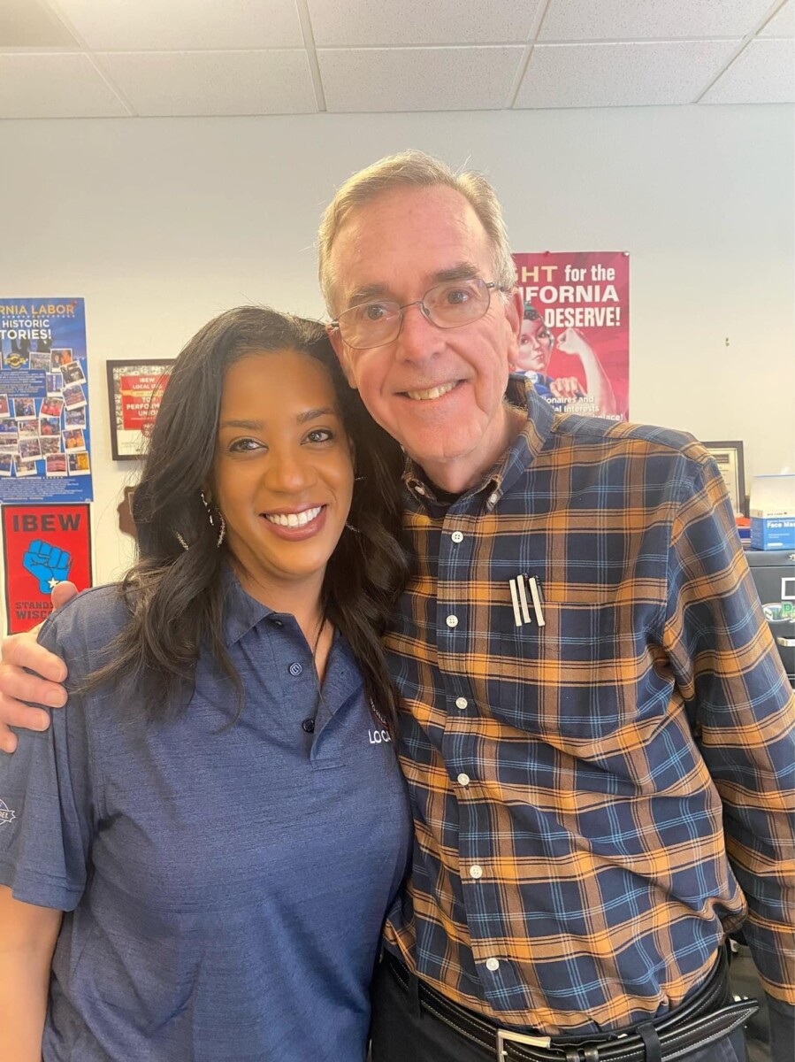 IBEW 1245 Organizers Charlotte Stevens and Fred Ross Jr. on his last day at the union hall.