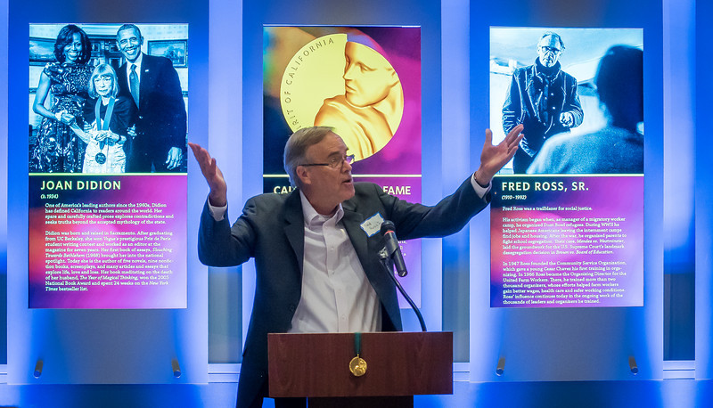 IBEW 1245 Organizer Fred Ross Jr. speaks as Fred Ross Sr. is inducted into the California Hall of Fame at the California Museum in Sacramento, Calif., on Friday, November 7th, 2014.
