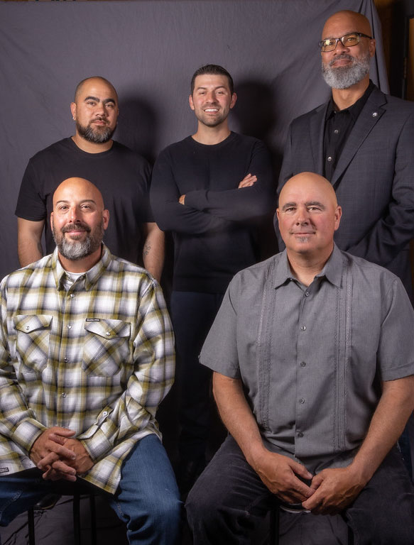 10 year members, from left: Front row; Jason Frink and Walter Allen. Back row; Anthony San Diego, Christian Lopez and Senior Assistant Business Manager Anthony Brown. 