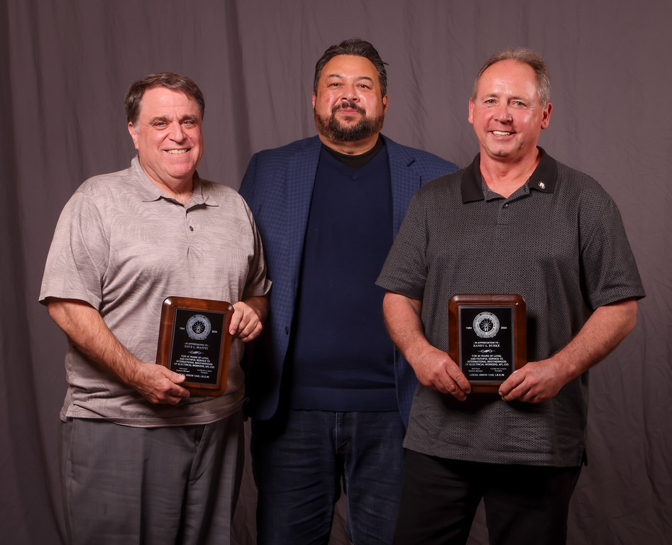 40 year members Dave Maffei and Randy Burke with Assistant Business Manager Mike Adayan